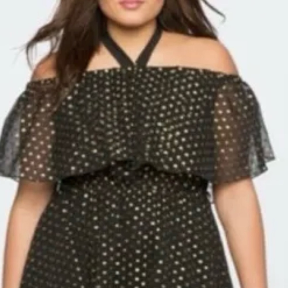 Eloquii Black Dress with Gold Dots